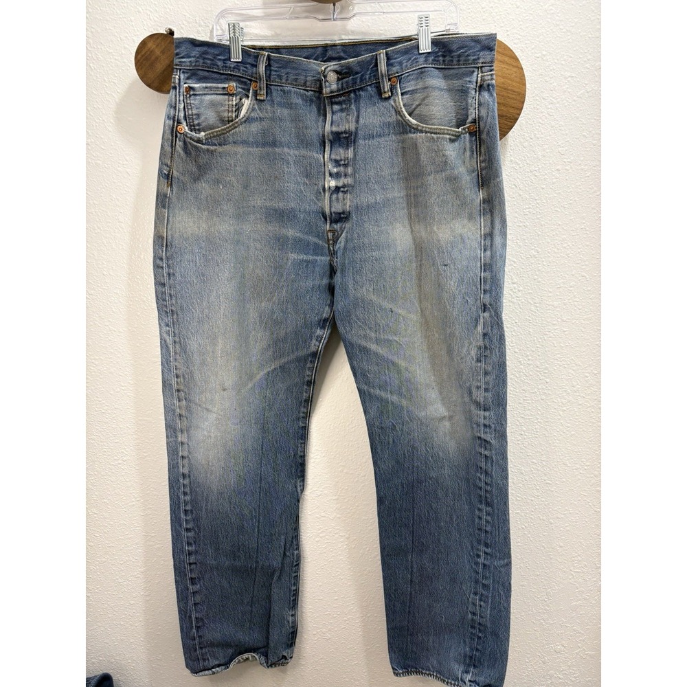 Levi's 501 Y2K Faded Jeans 36x31 Button Fly Wallet Fade Blue Denim